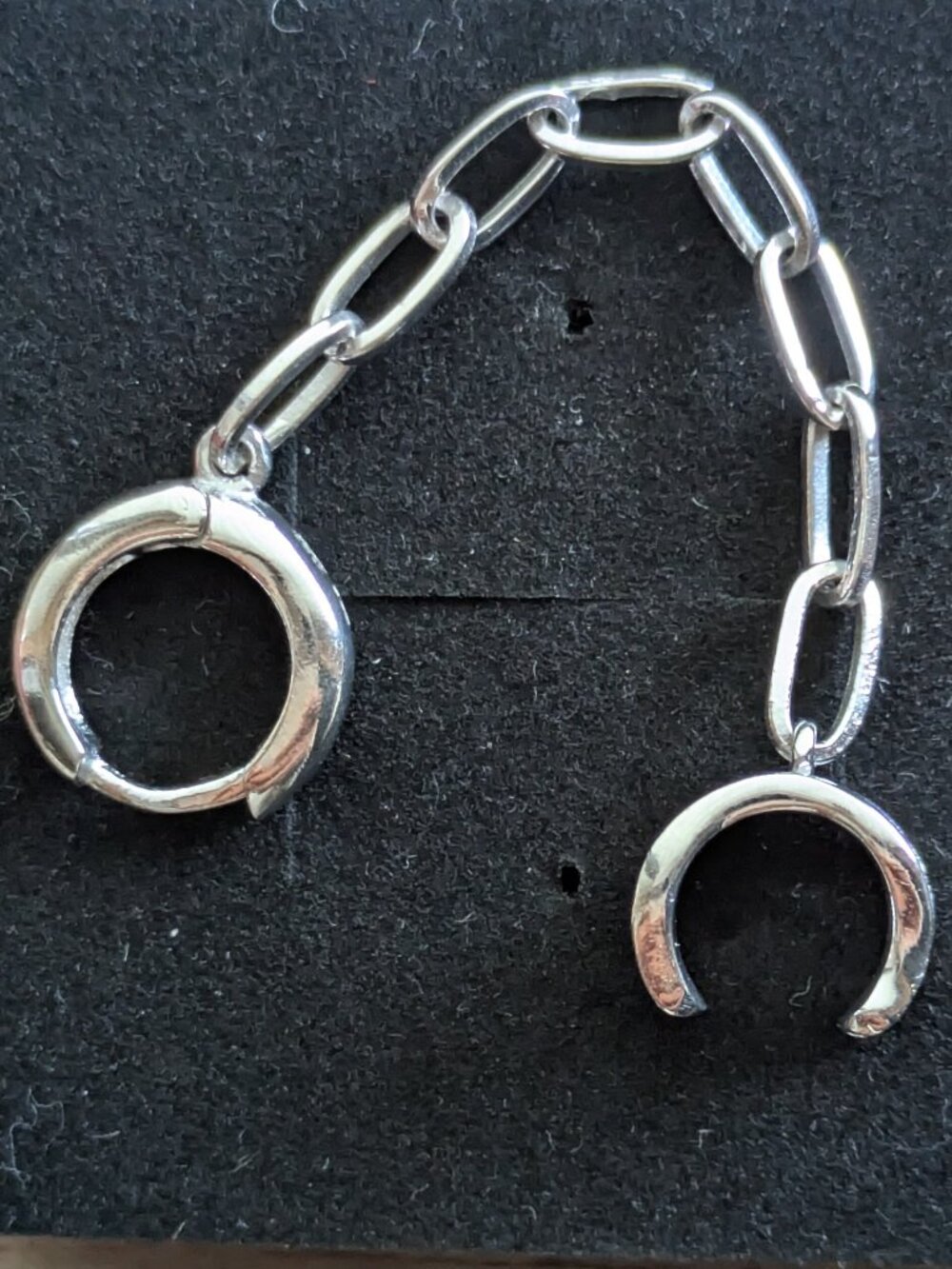 925 Sterling Silver Paperclip Chain Huggie Hoop Ear Cuff Single Earring New